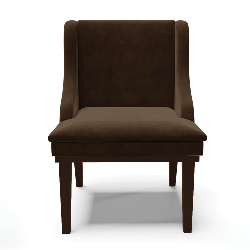 Cadeira de Jantar Liz Suede Marrom Base Fixa Madeira Tabaco - D'Rossi