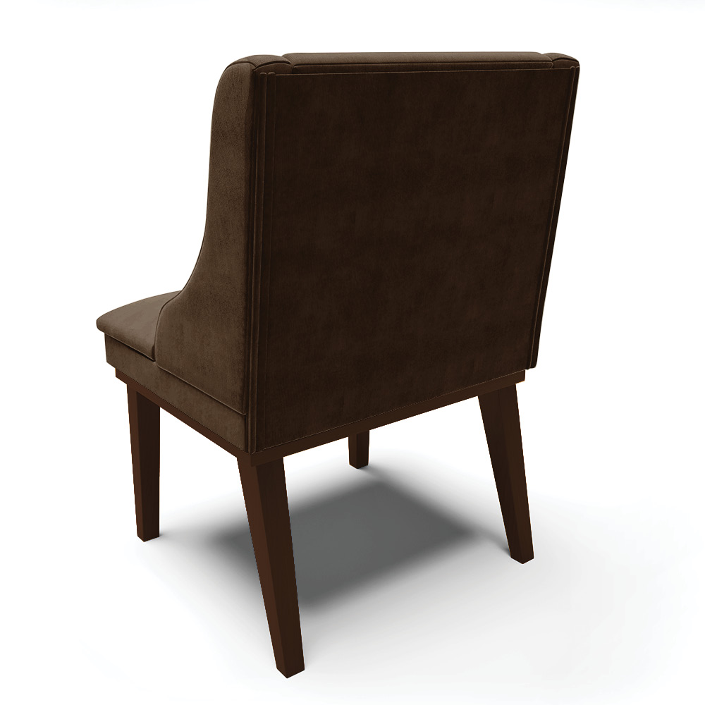 Cadeira de Jantar Liz Suede Marrom Base Fixa Madeira Tabaco - D'Rossi