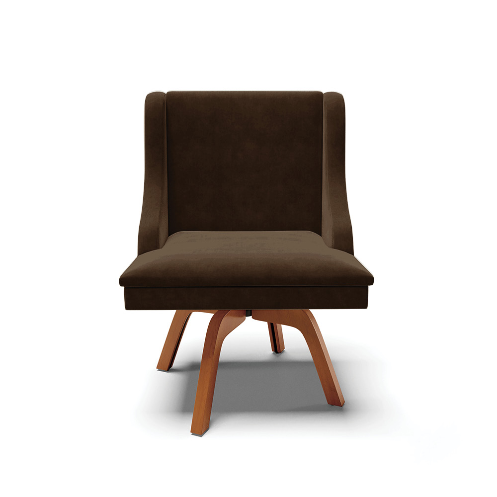 Cadeira de Jantar Liz Suede Marrom Base Giratória de Madeira MM35 - D'Rossi