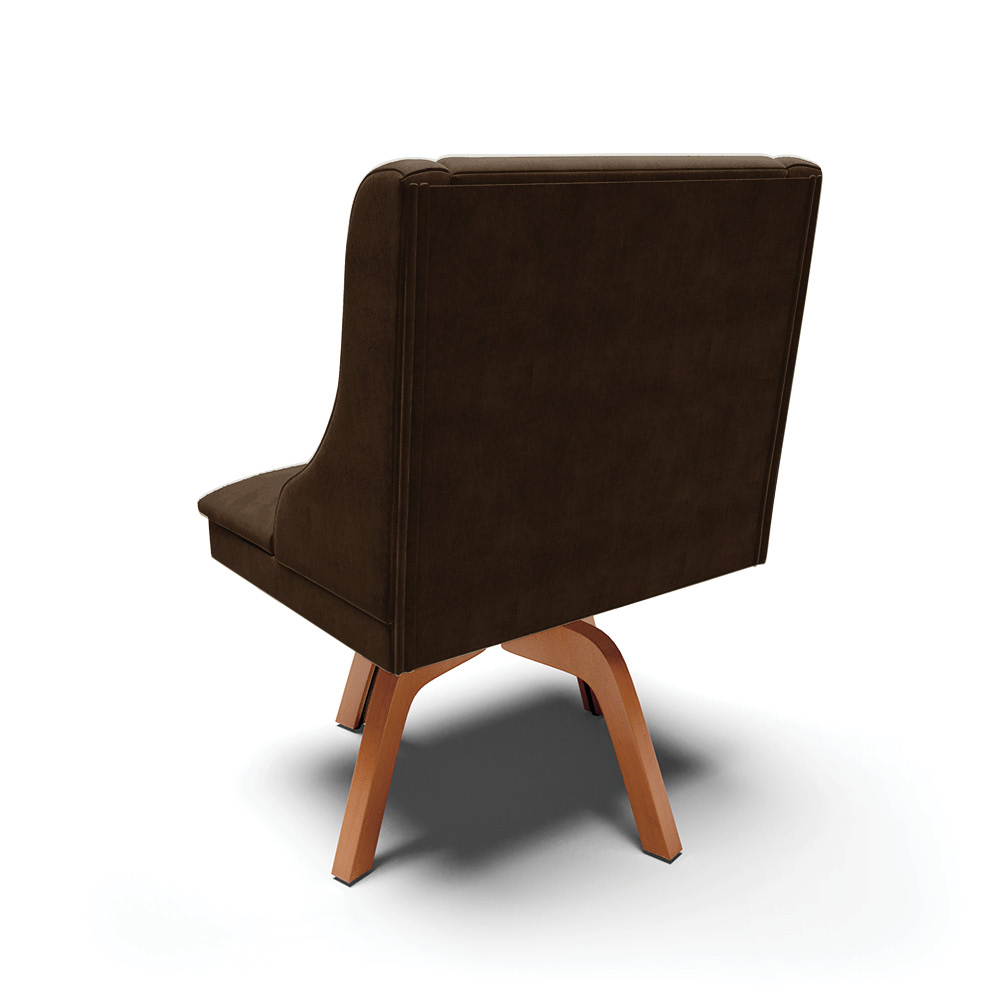Cadeira de Jantar Liz Suede Marrom Base Giratória de Madeira MM35 - D'Rossi