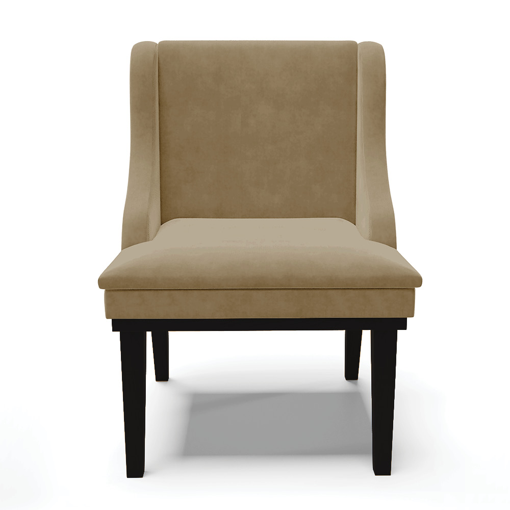 Cadeira de Jantar Liz Suede Marrom Rato Base Fixa Madeira Preto - D'Rossi