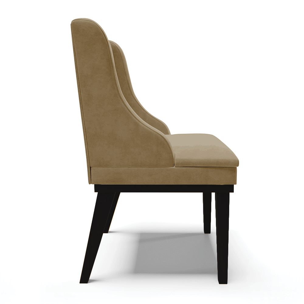 Cadeira de Jantar Liz Suede Marrom Rato Base Fixa Madeira Preto - D'Rossi
