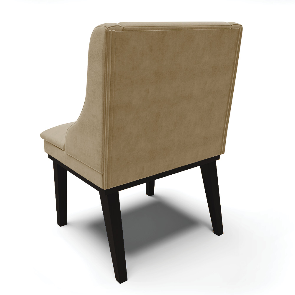 Cadeira de Jantar Liz Suede Marrom Rato Base Fixa Madeira Preto - D'Rossi