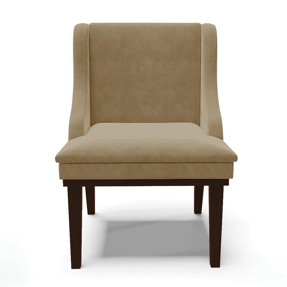 Cadeira de Jantar Liz Suede Marrom Rato Base Fixa Madeira Tabaco - D'Rossi