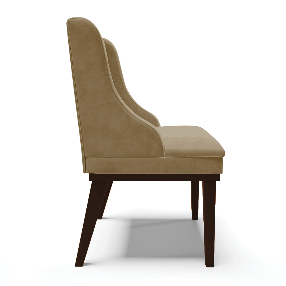 Cadeira de Jantar Liz Suede Marrom Rato Base Fixa Madeira Tabaco - D'Rossi