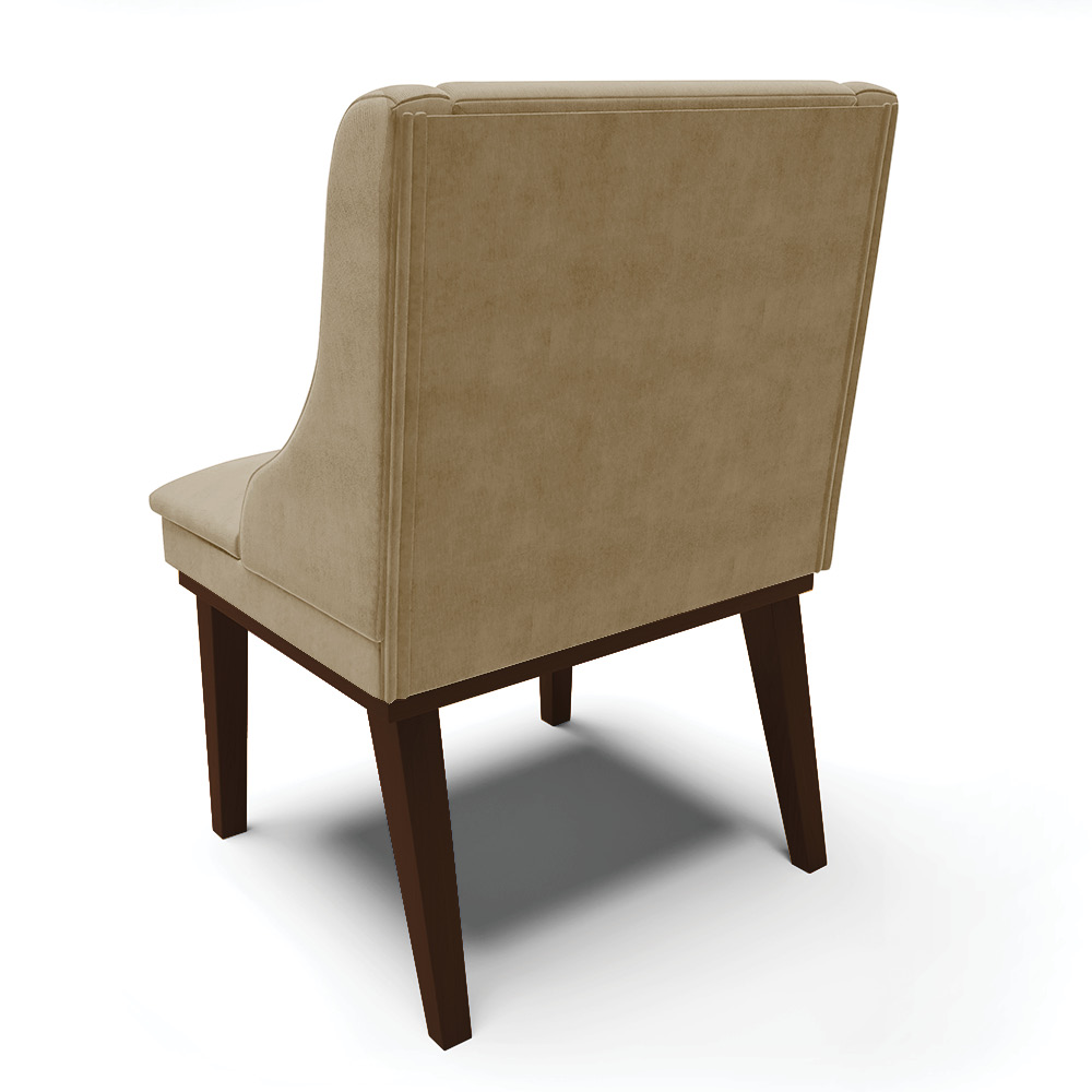 Cadeira de Jantar Liz Suede Marrom Rato Base Fixa Madeira Tabaco - D'Rossi