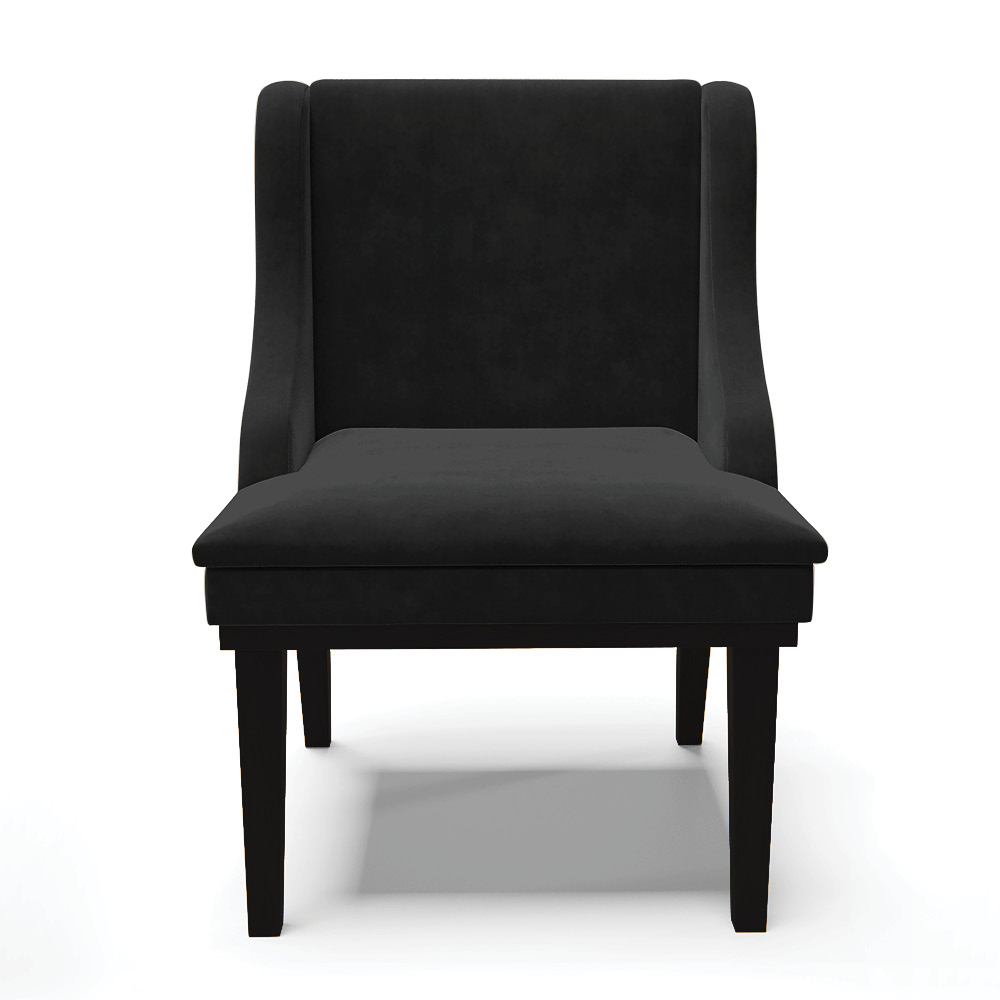 Cadeira de Jantar Liz Suede Preto Base Fixa Madeira Preto - D'Rossi
