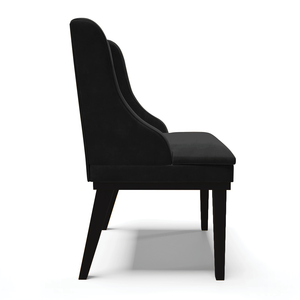Cadeira de Jantar Liz Suede Preto Base Fixa Madeira Preto - D'Rossi