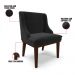 Cadeira de Jantar Liz Suede Preto Base Fixa Madeira Tabaco - D'Rossi