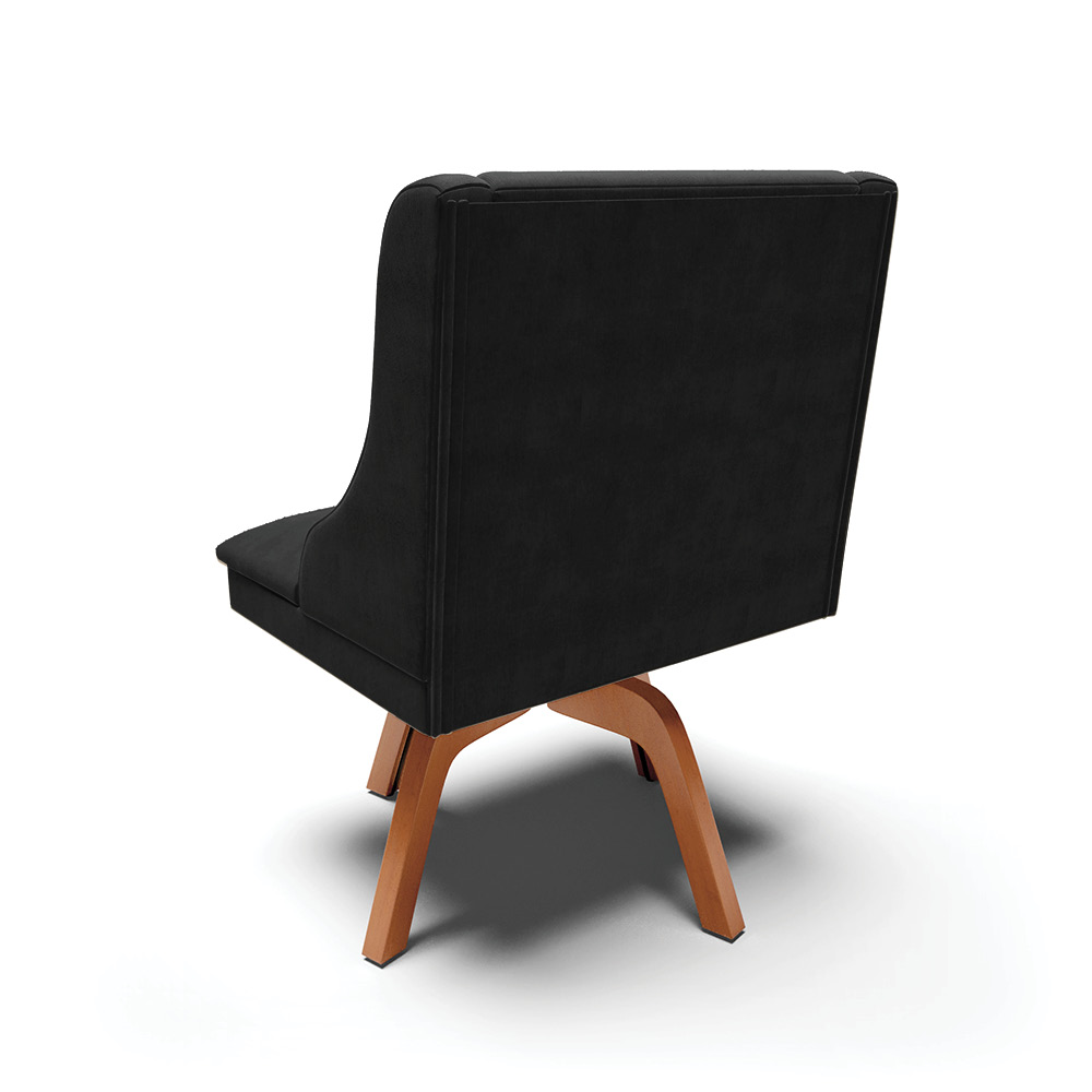 Cadeira de Jantar Liz Suede Preto Base Giratória de Madeira MM35 - D'Rossi