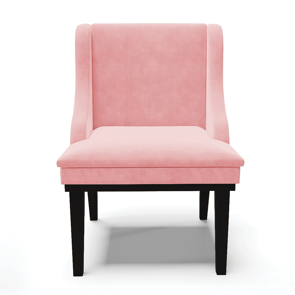Cadeira de Jantar Liz Suede Rosa Bebê Base Fixa Madeira Preto - D'Rossi