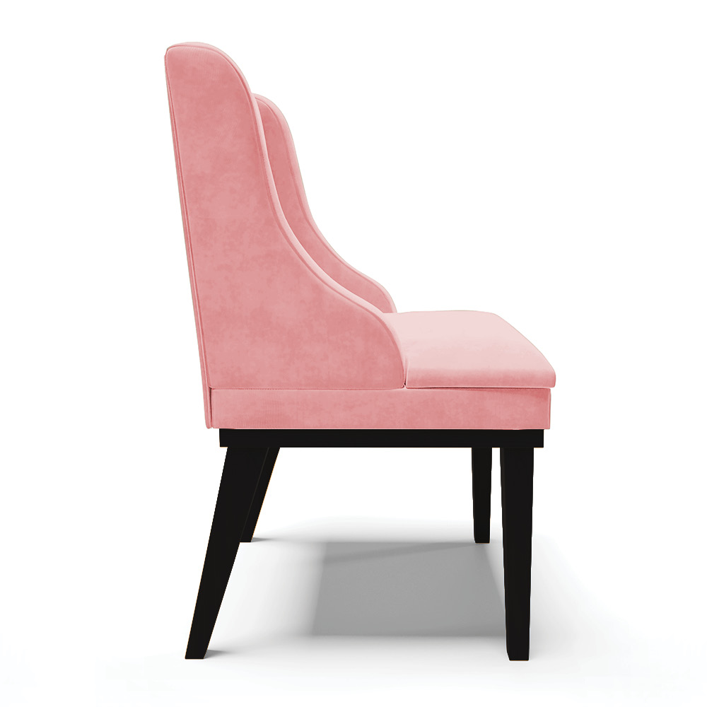 Cadeira de Jantar Liz Suede Rosa Bebê Base Fixa Madeira Preto - D'Rossi