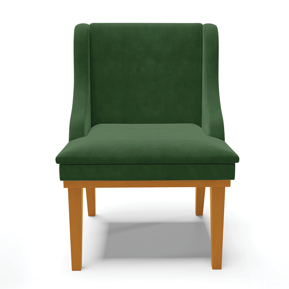 Cadeira de Jantar Liz Suede Verde Base Fixa Madeira Castanho - D'Rossi