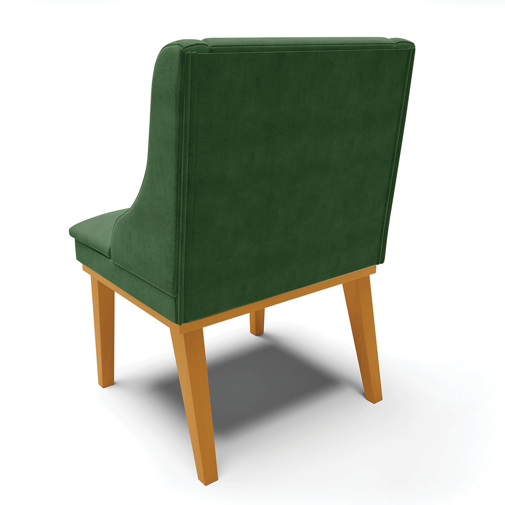 Cadeira de Jantar Liz Suede Verde Base Fixa Madeira Castanho - D'Rossi