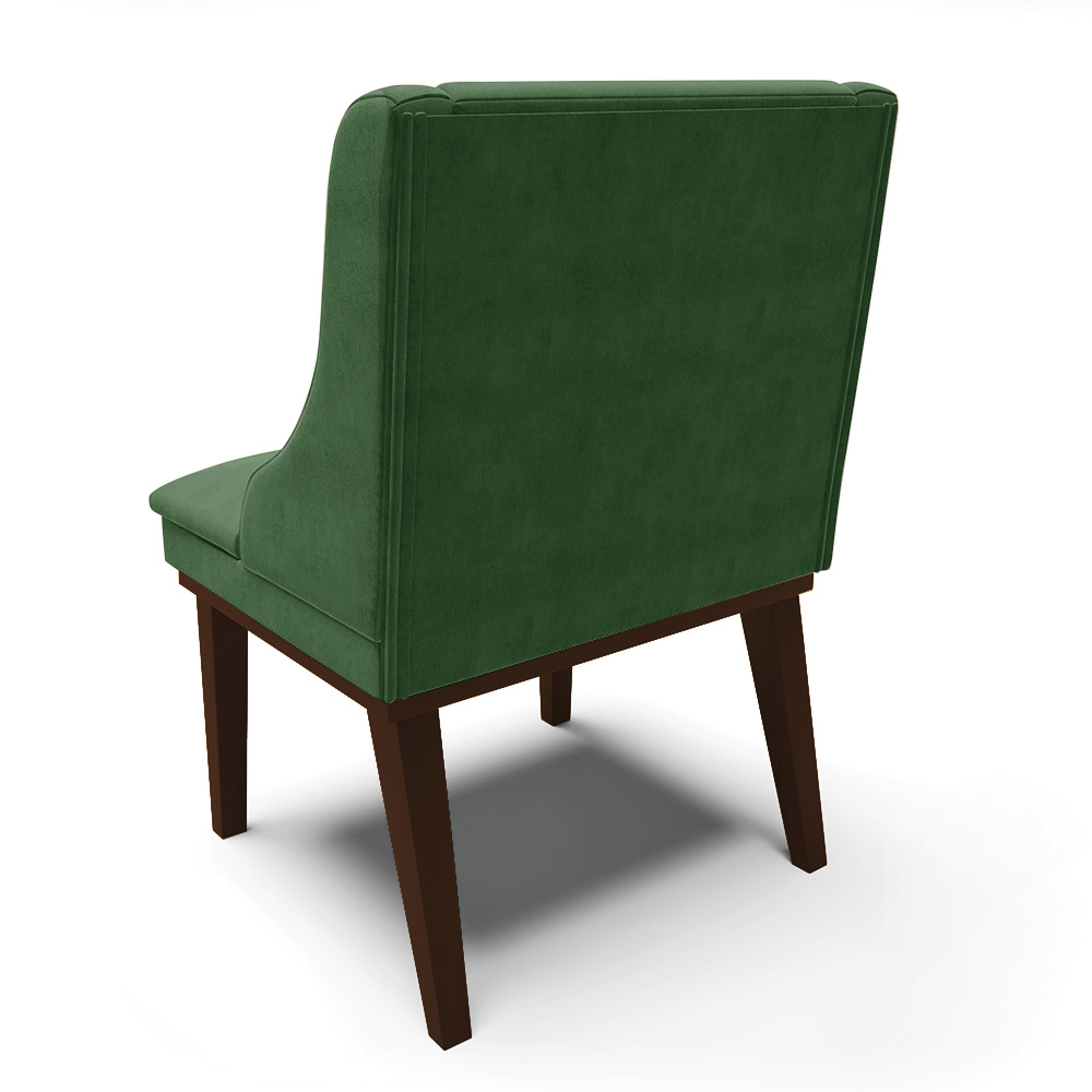 Cadeira de Jantar Liz Suede Verde Base Fixa Madeira Tabaco - D'Rossi