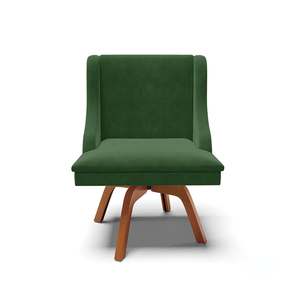 Cadeira de Jantar Liz Suede Verde Base Giratória de Madeira MM35 - D'Rossi