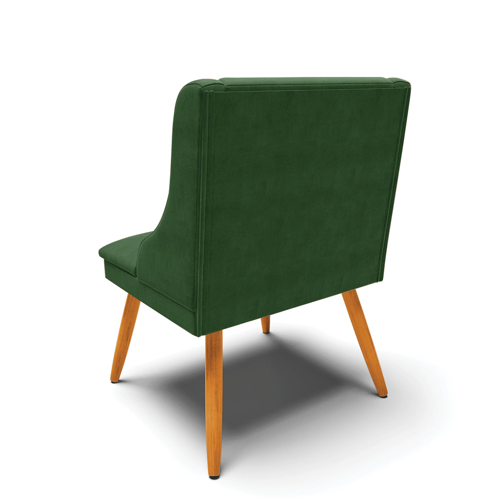 Cadeira de Jantar Liz Suede Verde Pés Palito Castanho - D'Rossi