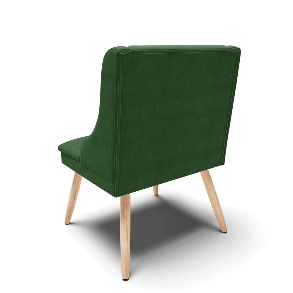 Cadeira de Jantar Liz Suede Verde Pés Palito Natural - D'Rossi