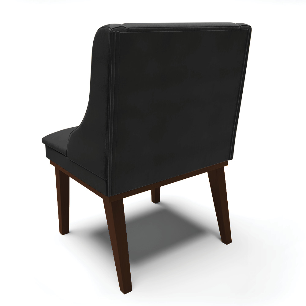 Cadeira de Jantar Liz Veludo Preto Base Fixa Madeira Tabaco - D'Rossi