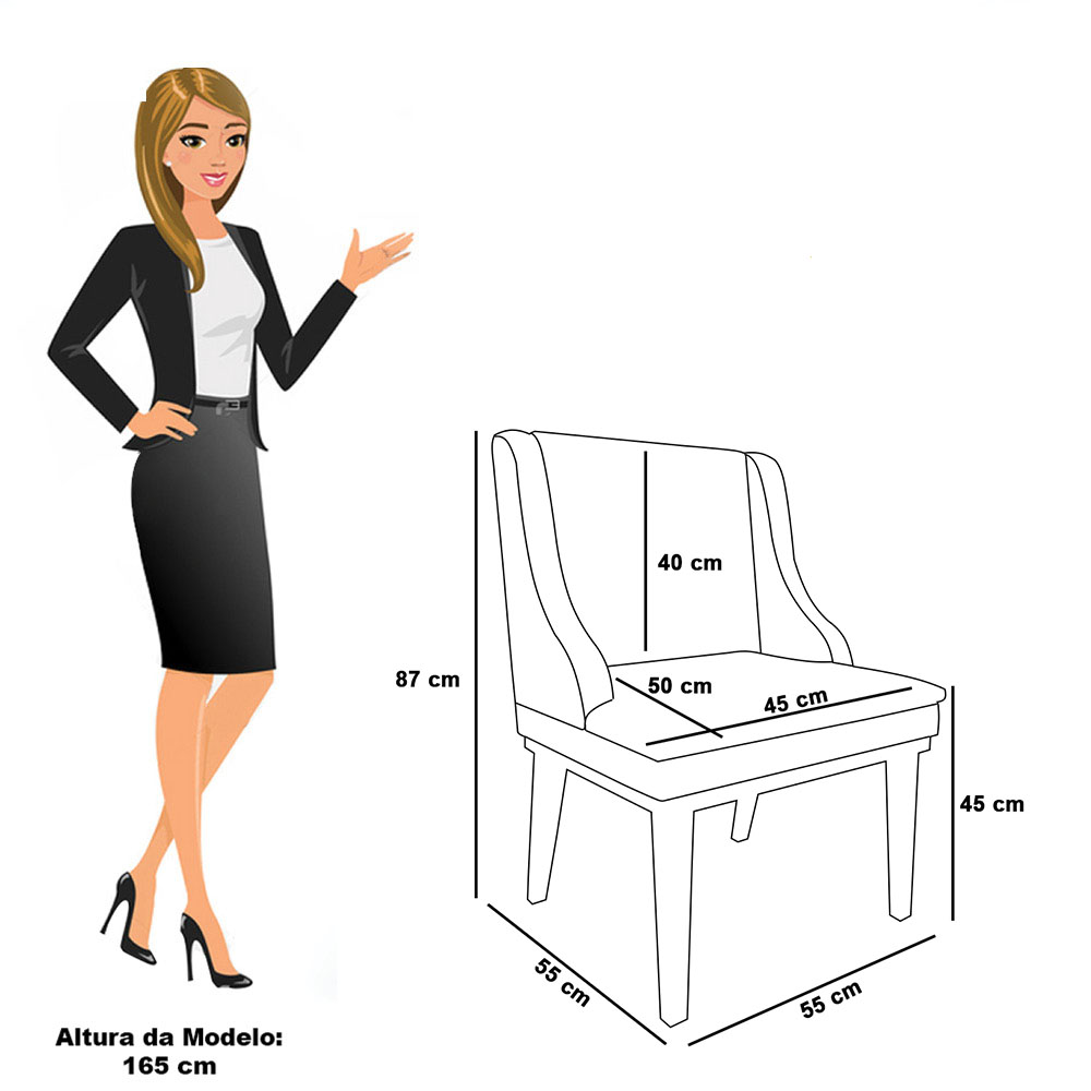 Cadeira de Jantar Liz Veludo Rosê Base Fixa Madeira Preto - D'Rossi