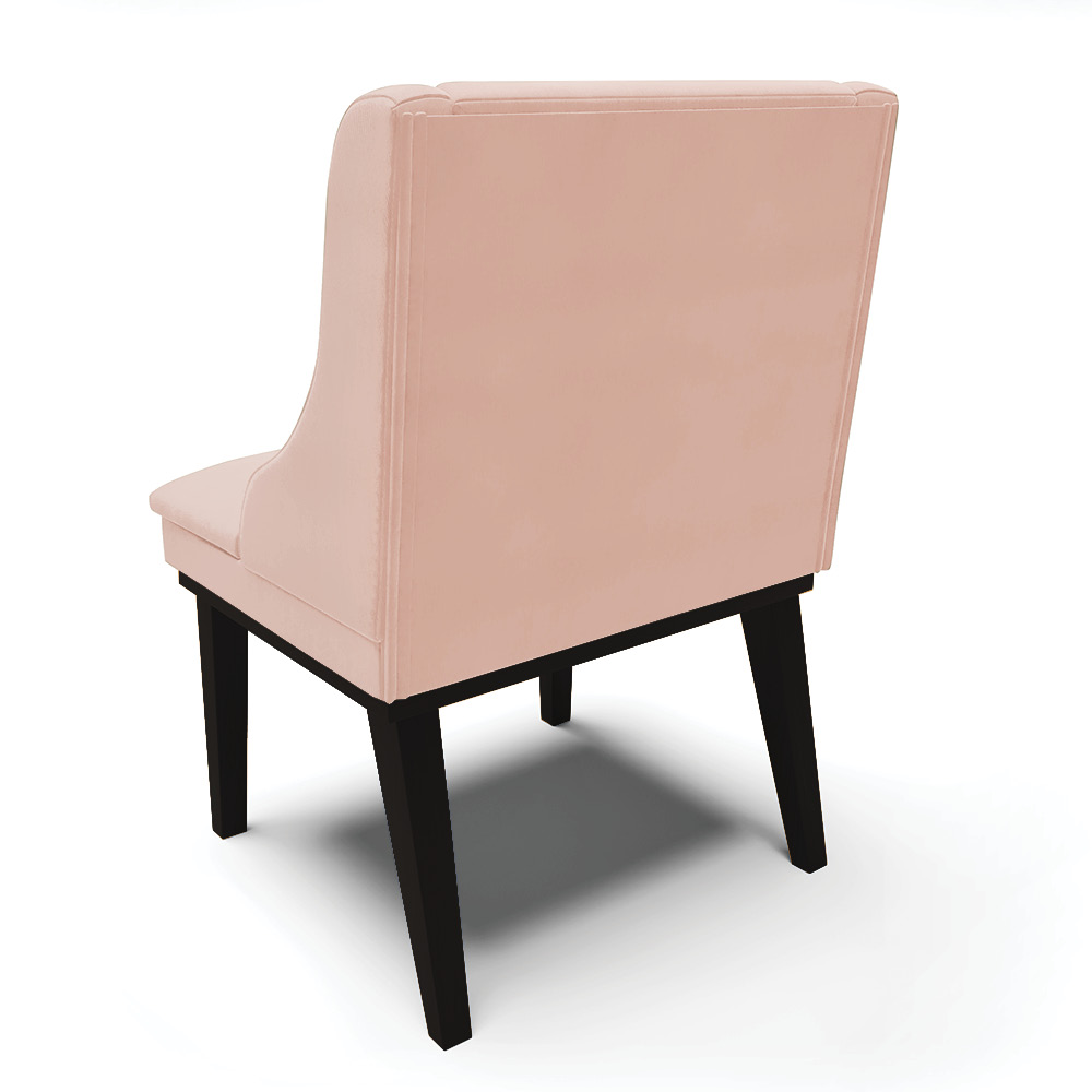 Cadeira de Jantar Liz Veludo Rosê Base Fixa Madeira Preto - D'Rossi