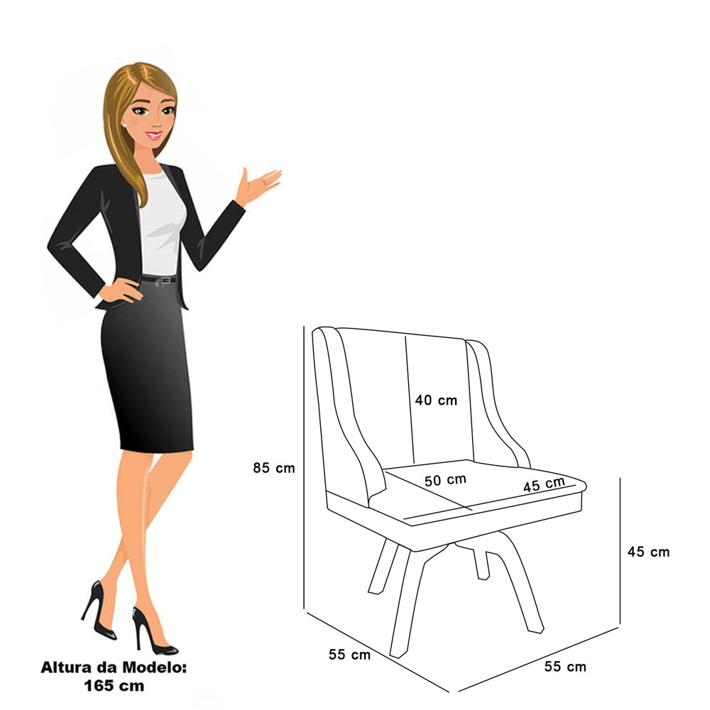 Cadeira de Jantar Liz Veludo Rosê Base Giratória de Madeira MM35 - D'Rossi