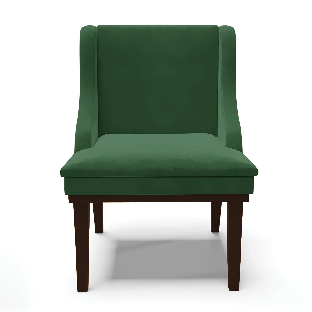 Cadeira de Jantar Liz Veludo Verde Base Fixa Madeira Tabaco - D'Ross