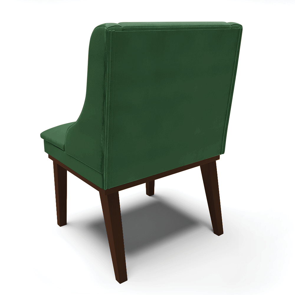 Cadeira de Jantar Liz Veludo Verde Base Fixa Madeira Tabaco - D'Ross