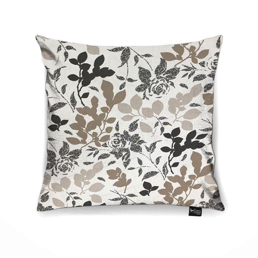 Capa para Almofada Tecido Estampado Floral Bege e Marrom D01 - D'Rossi