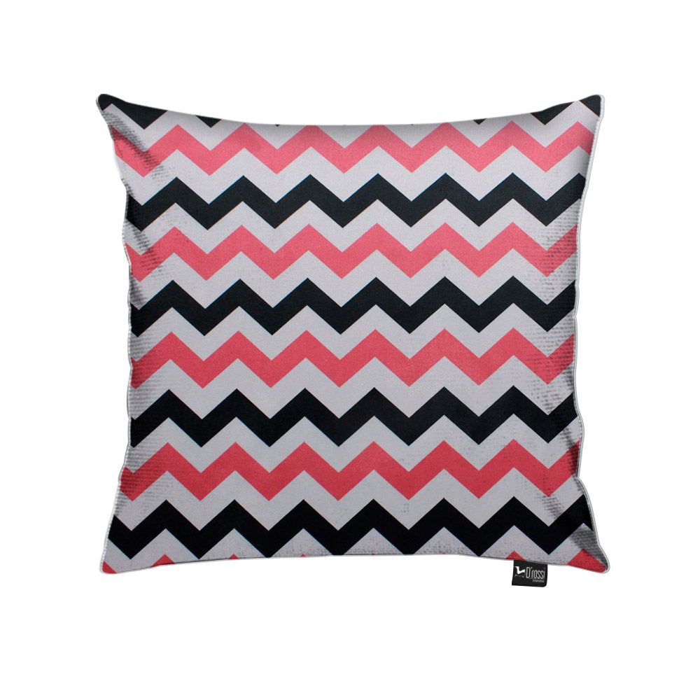 Capa para Almofada Tecido Estampado Zig Zag Preto e Rosa D103 - D'Rossi