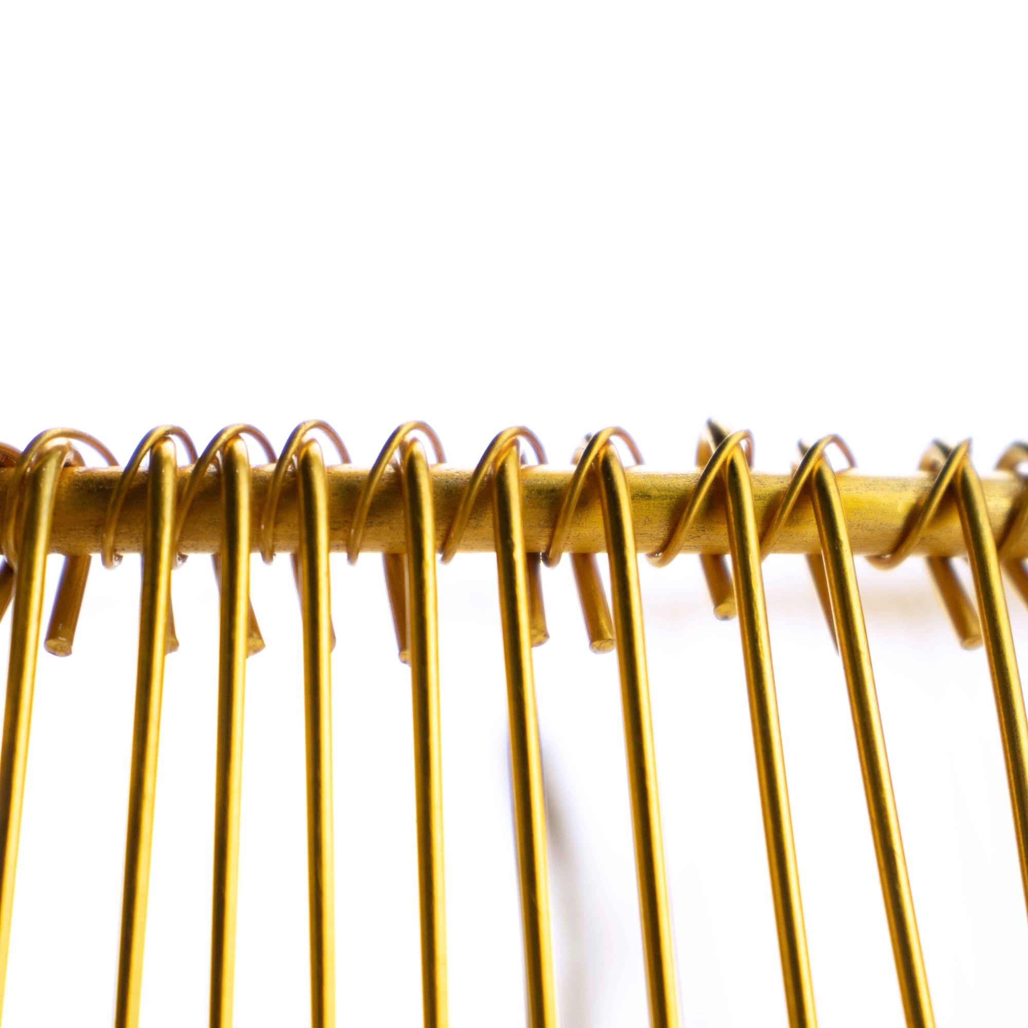Cesto de Metal Dourado com Alça de Corda 36 cm - D'Rossi