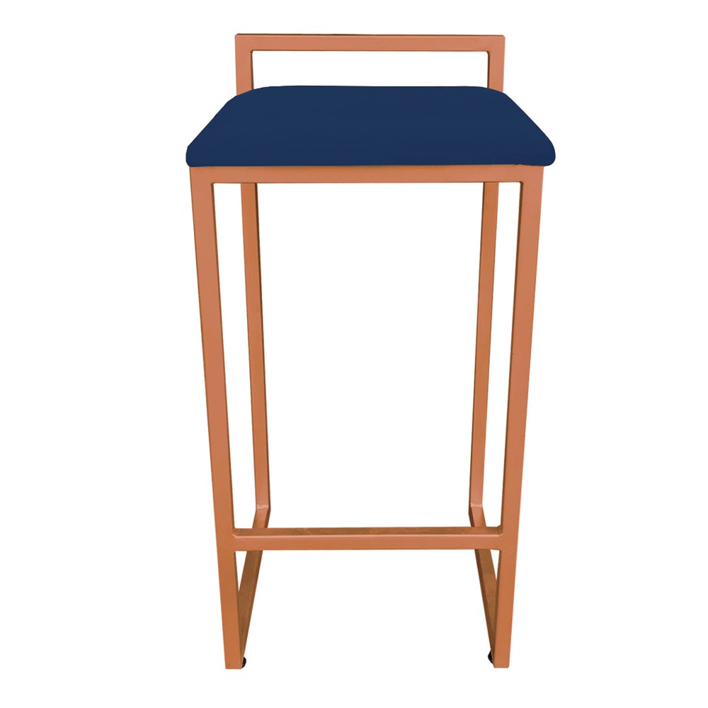 Conjunto 02 Banquetas Pietra Suede Azul Marinho Base Cobre D'Rossi