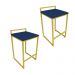 Conjunto 02 Banquetas Pietra Suede Azul Marinho Base Dourado D'Rossi