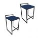 Conjunto 02 Banquetas Pietra Suede Azul Marinho Base Preto D'Rossi