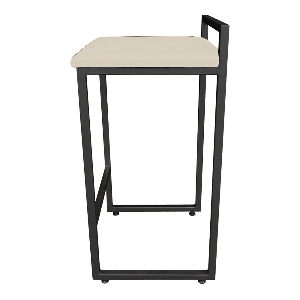 Conjunto 02 Banquetas Pietra Suede Bege  Base Preto D'Rossi