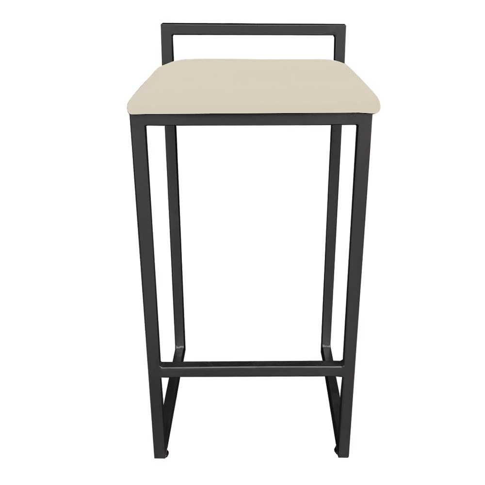Conjunto 02 Banquetas Pietra Suede Bege  Base Preto D'Rossi