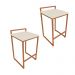 Conjunto 02 Banquetas Pietra Suede Bege Base Cobre D'Rossi