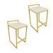Conjunto 02 Banquetas Pietra Suede Bege Base Dourado D'Rossi