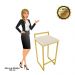 Conjunto 02 Banquetas Pietra Suede Bege Base Dourado D'Rossi