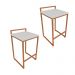 Conjunto 02 Banquetas Pietra Suede Cinza Base Cobre D'Rossi