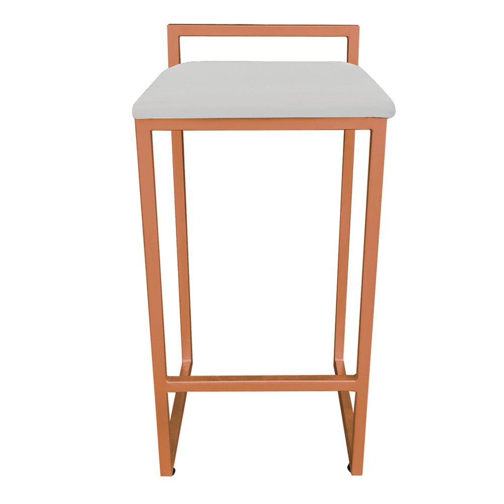 Conjunto 02 Banquetas Pietra Suede Cinza Base Cobre D'Rossi