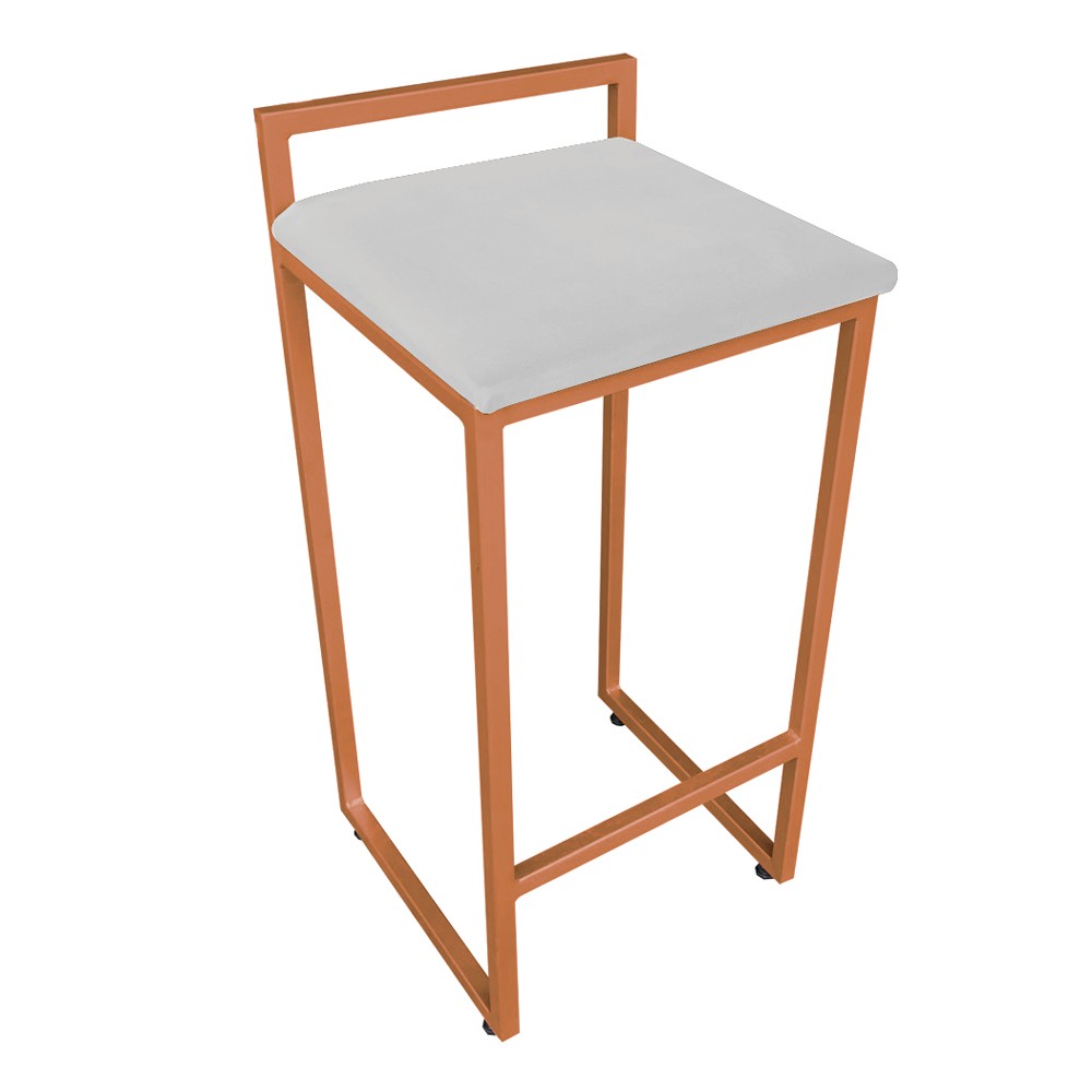 Conjunto 02 Banquetas Pietra Suede Cinza Base Cobre D'Rossi