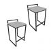Conjunto 02 Banquetas Pietra Suede Cinza Base Preto D'Rossi