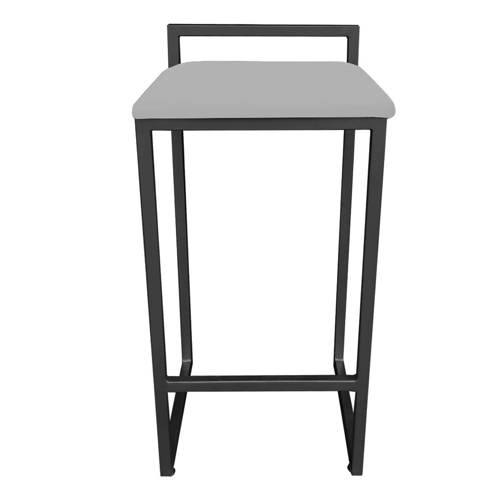 Conjunto 02 Banquetas Pietra Suede Cinza Base Preto D'Rossi