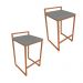 Conjunto 02 Banquetas Pietra Suede Grafite Base Cobre D'Rossi
