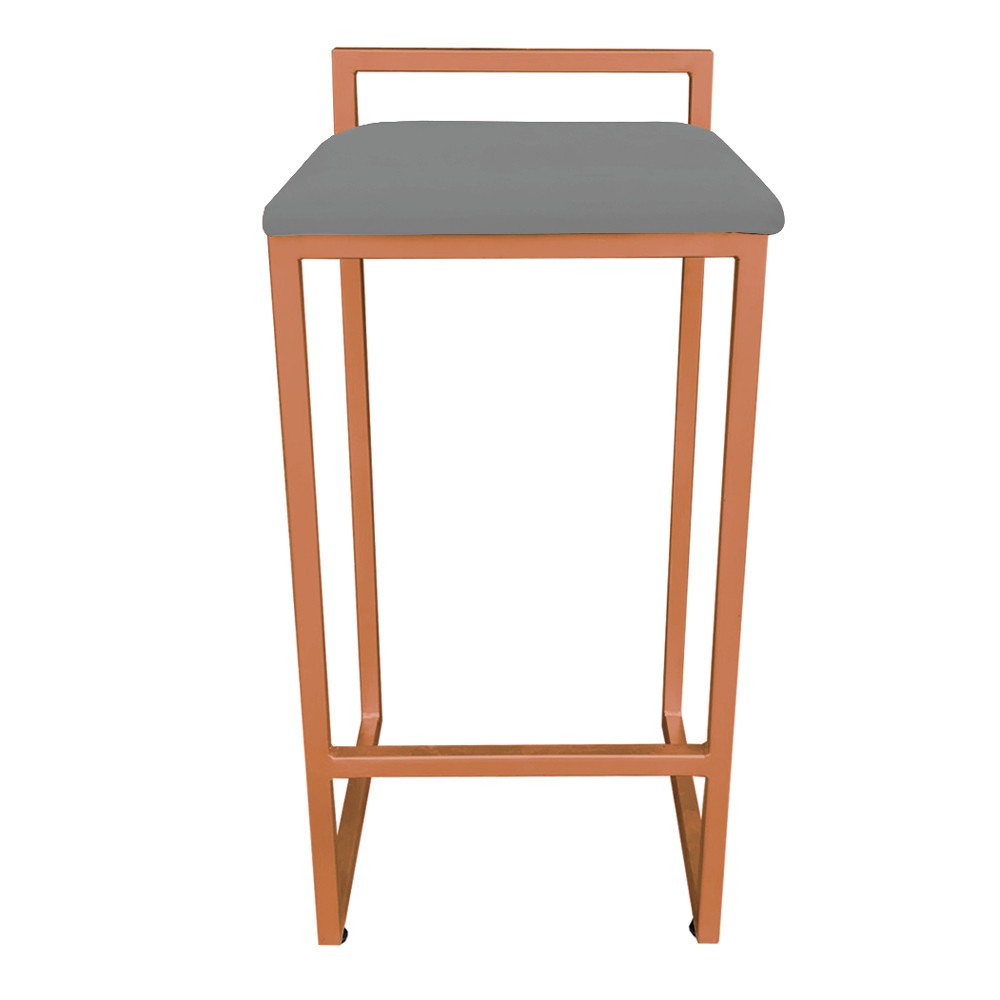 Conjunto 02 Banquetas Pietra Suede Grafite Base Cobre D'Rossi