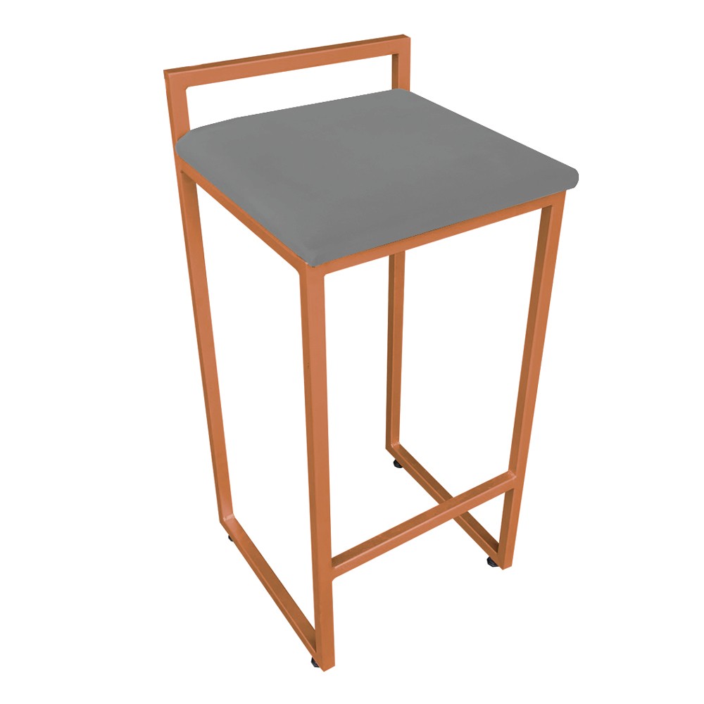 Conjunto 02 Banquetas Pietra Suede Grafite Base Cobre D'Rossi