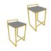 Conjunto 02 Banquetas Pietra Suede Grafite Base Dourado D'Rossi