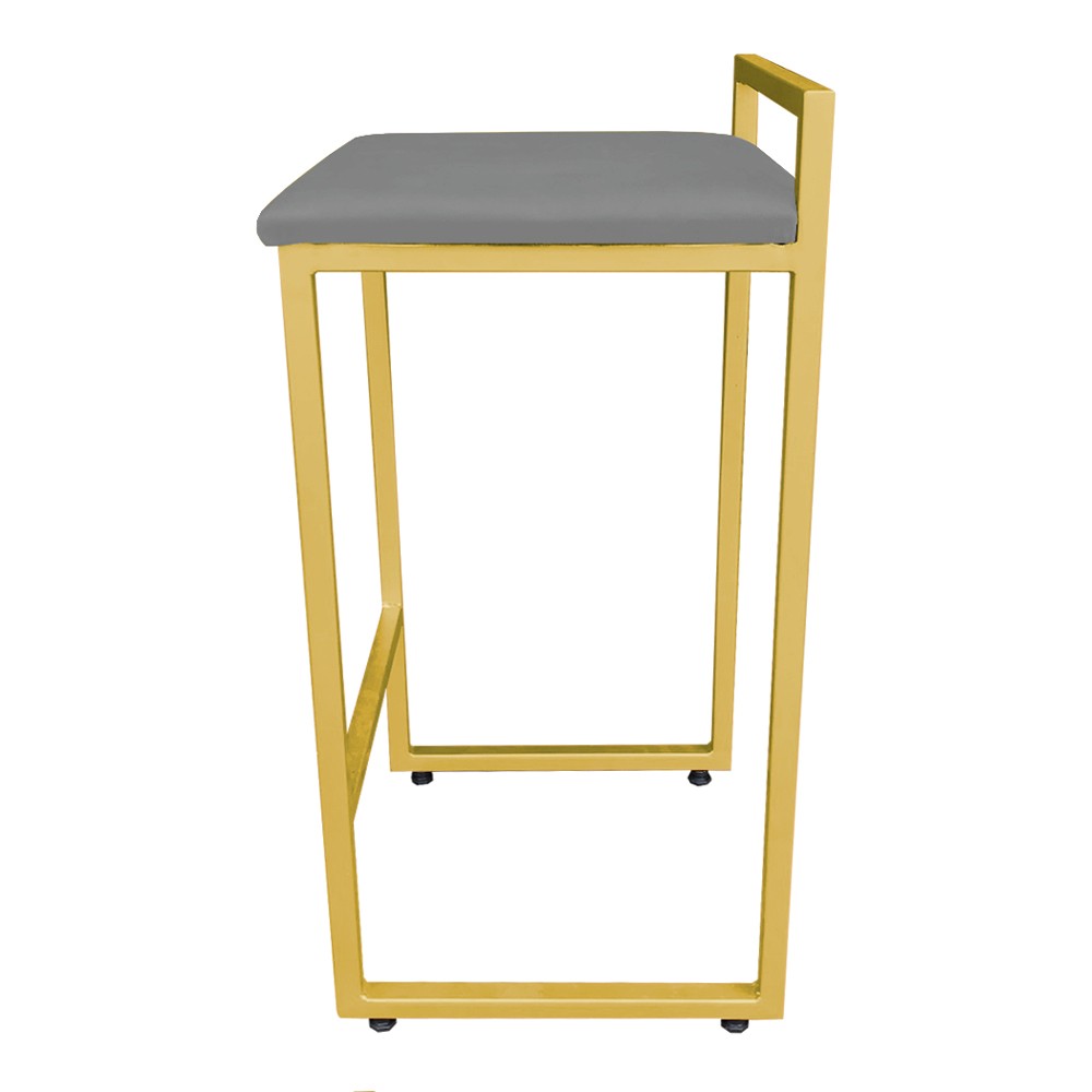 Conjunto 02 Banquetas Pietra Suede Grafite Base Dourado D'Rossi