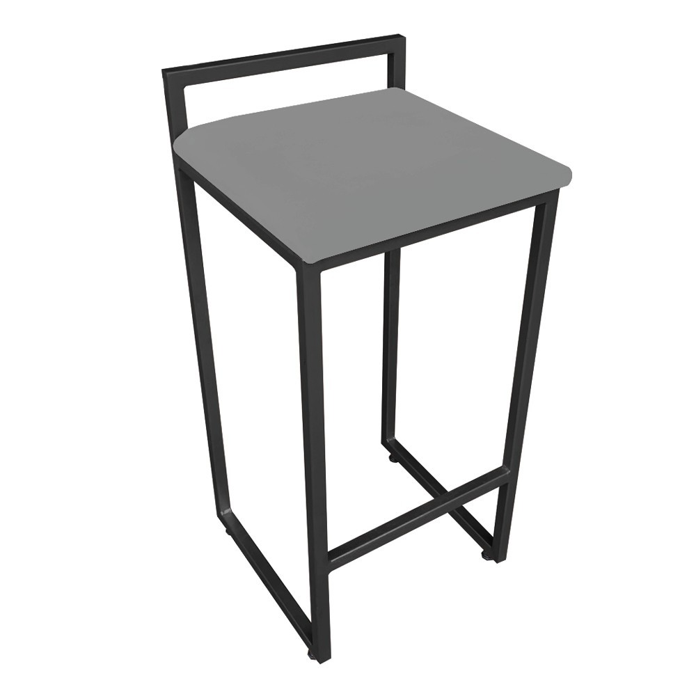 Conjunto 02 Banquetas Pietra Suede Grafite Base Preto D'Rossi